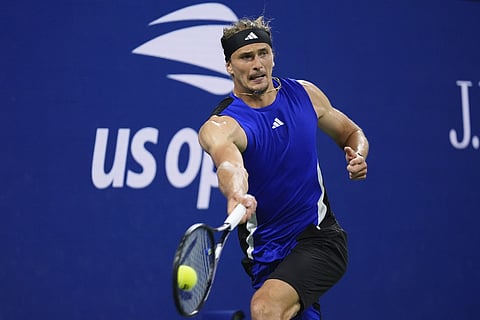 US Open 2024: Germany's Alexander Zverev returns a shot to Argentina's Tomas Martin Etcheverry 